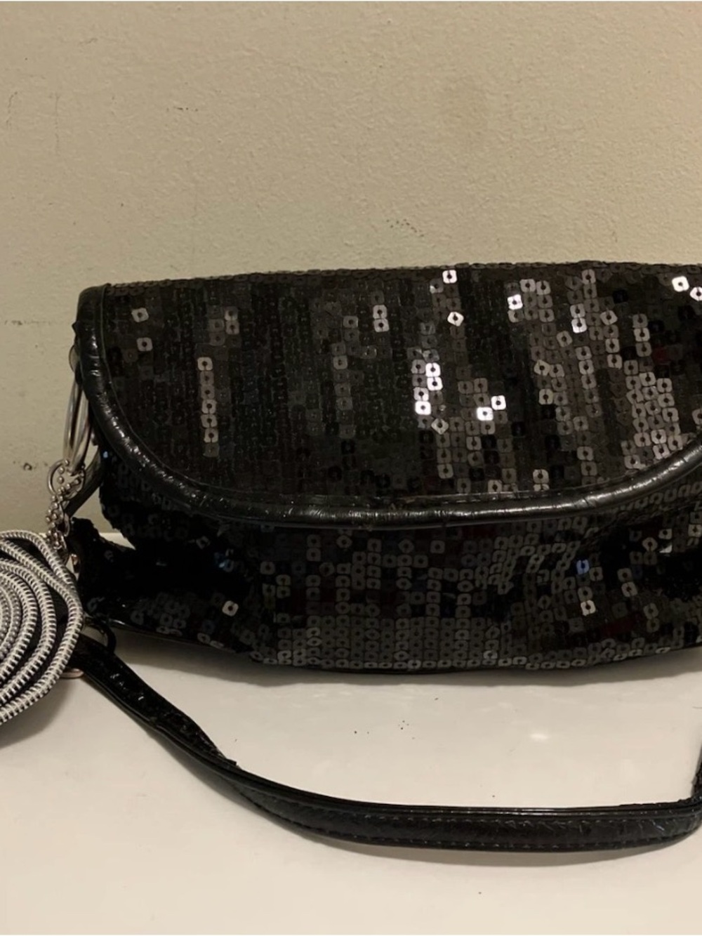 Black Sequin Crossbody Clutch - Women Bags